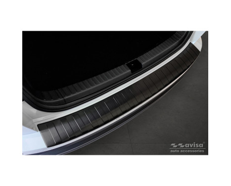 Black Stainless Steel Rear Bumper Protector suitable for Skoda Karoq Facelift 2022- 'Ribs', Image 3