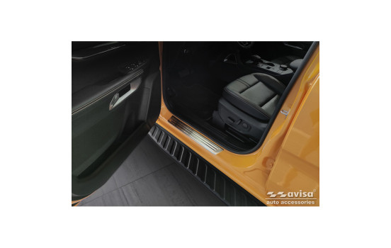 Stainless Steel Door Sill Moldings Fits Ford Ranger VI 2022- 'Lines' - 4-Piece