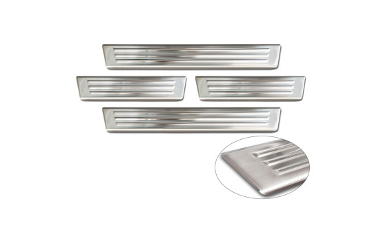 Stainless Steel Door Sill Moldings Fits Ford Ranger VI 2022- 'Lines' - 4-Piece, Image 5