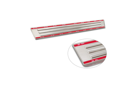 Stainless Steel Door Sill Moldings Fits Ford Ranger VI 2022- 'Lines' - 4-Piece, Image 6