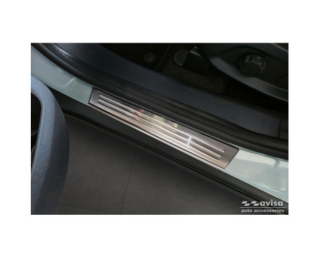 Stainless Steel Door Sill Moldings Fits Ford Tourneo Courier II 2023- 'Lines' - 4-Piece, Image 2