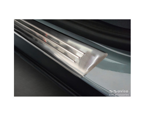 Stainless Steel Door Sill Moldings Fits Ford Tourneo Courier II 2023- 'Lines' - 4-Piece, Image 3