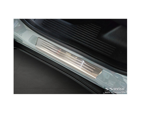 Stainless Steel Door Sill Moldings Fits Ford Tourneo Courier II 2023- 'Lines' - 4-Piece, Image 4