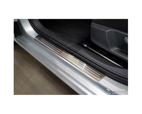 Stainless steel door sill moldings suitable for Skoda Fabia IV Hatchback 2021- 'Lines' - 4-piece, Image 2