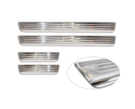 Stainless steel door sill moldings suitable for Skoda Fabia IV Hatchback 2021- 'Lines' - 4-piece, Image 5