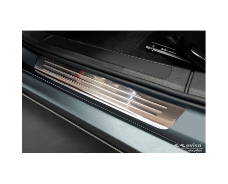 Stainless steel door sill moldings suitable for Volvo S60 III & V60 II 2018- - 'Lines' - 4-piece, Image 2