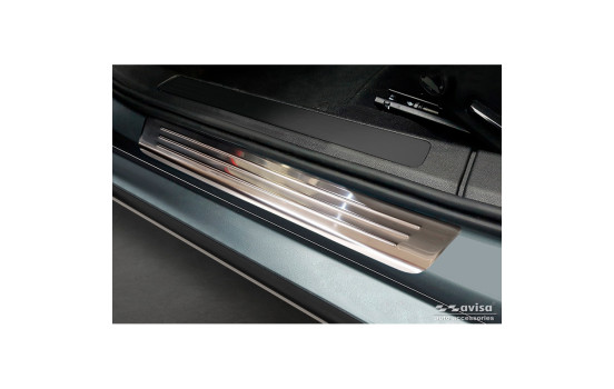 Stainless steel door sill moldings suitable for Volvo S60 III & V60 II 2018- - 'Lines' - 4-piece, Image 2
