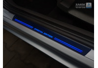 Universal stainless steel door sill protectors with blue LED lighting 'Special Edition' - 4-parts