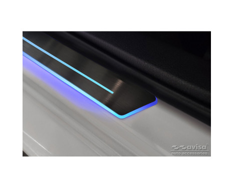 Universal Door Sill Black Stainless Steel with blue LED lighting - 2-piece - 44.8 x 4 cm, Image 4