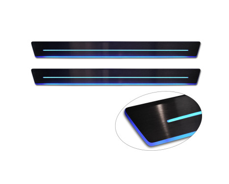Universal Door Sill Black Stainless Steel with blue LED lighting - 2-piece - 44.8 x 4 cm, Image 5