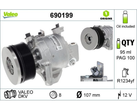 Compressor, air conditioning VALEO ORIGINS NEW OE TECHNOLOGY