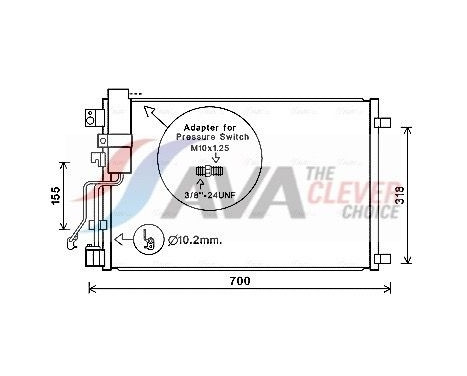 Condenser, air conditioning DNA5283D Ava Quality Cooling, Image 2
