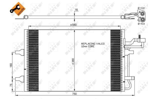 Condenser, air conditioning EASY FIT 35842 NRF, Image 3