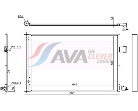 Condenser, air conditioning JE5090D Ava Quality Cooling, Image 2
