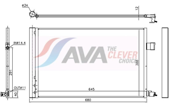 Condenser, air conditioning JE5090D Ava Quality Cooling, Image 2