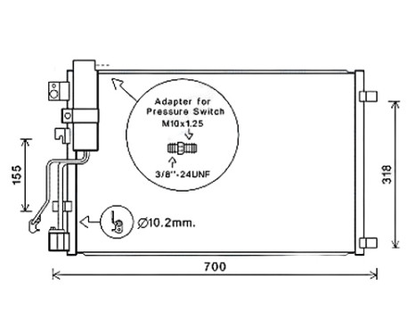 Condenser, air conditioning DNA5283D Ava Quality Cooling