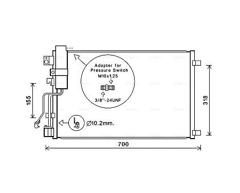 Condenser, air conditioning DNA5283D Ava Quality Cooling, Image 2