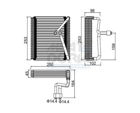 Evaporator, air conditioning