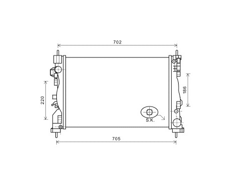 Radiator, engine cooling 01002121 Van Wezel