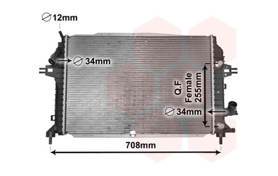 Radiator, engine cooling 37002489 Van Wezel, Image 2