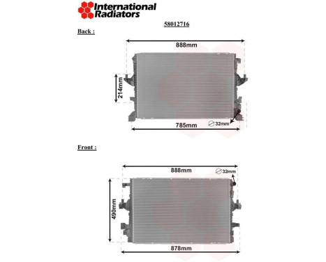 Radiator, engine cooling 58012716 International Radiators, Image 2