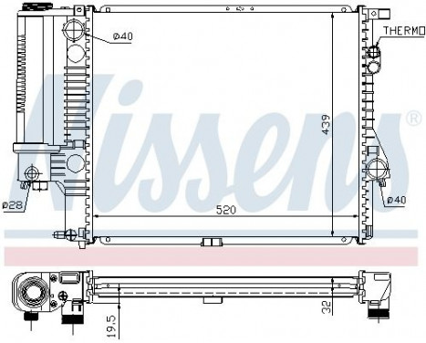 Radiator, engine cooling 60607A Nissens