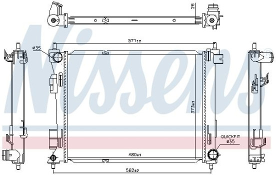 Radiator, engine cooling 606731 Nissens