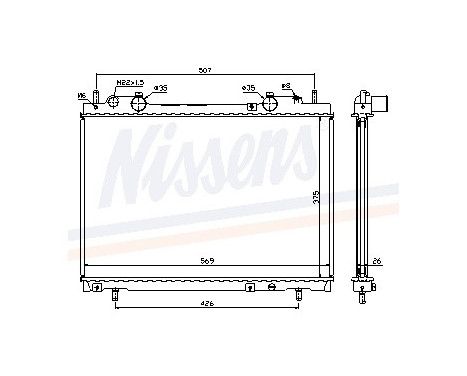 Radiator, engine cooling 61672A Nissens