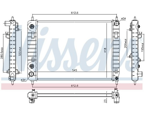 Radiator, engine cooling 616907 Nissens