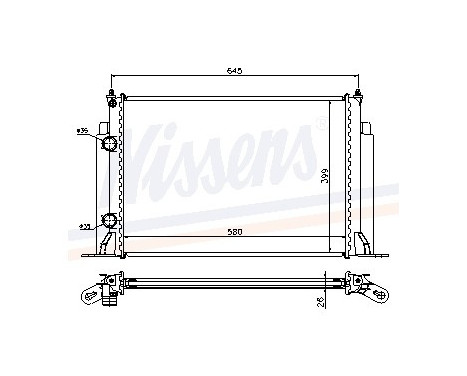Radiator, engine cooling 61885A Nissens