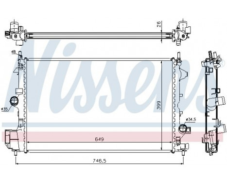 Radiator, engine cooling 61914A Nissens, Image 2