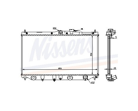 Radiator, engine cooling 62279A Nissens