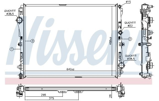Radiator, engine cooling 627023 Nissens