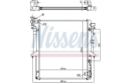 Radiator, engine cooling 628966 Nissens