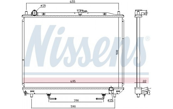 Radiator, engine cooling 628985 Nissens