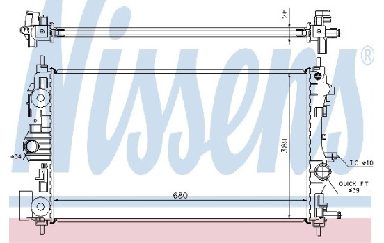 Radiator, engine cooling 630745 Nissens