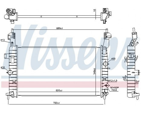 Radiator, engine cooling 630748 Nissens