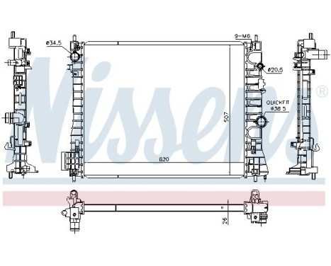 Radiator, engine cooling 630775 Nissens