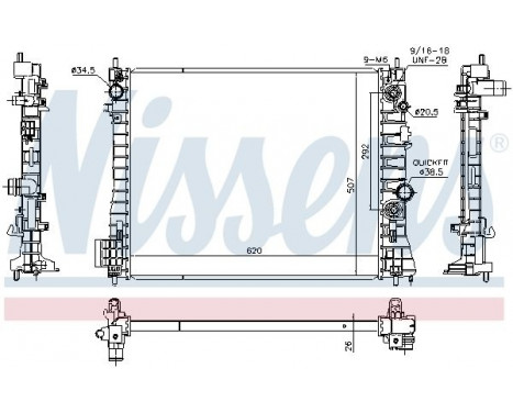Radiator, engine cooling 630777 Nissens