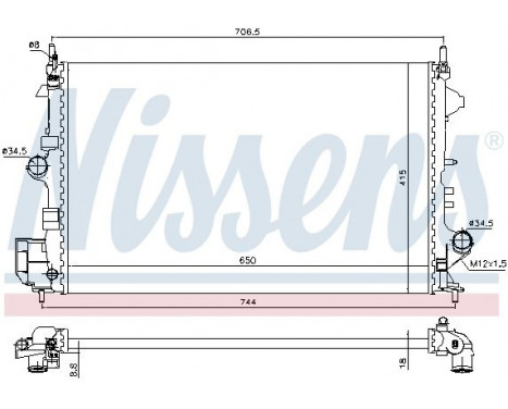 Radiator, engine cooling 630789 Nissens