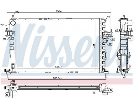 Radiator, engine cooling 630802 Nissens