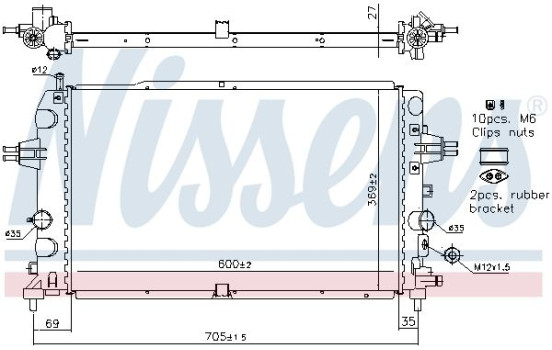 Radiator, engine cooling 63121 Nissens, Image 7