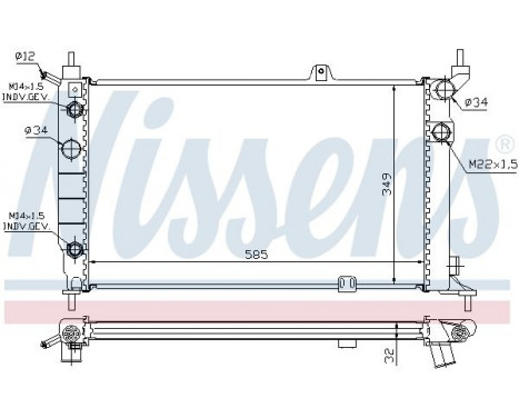 Radiator, engine cooling 63253A Nissens, Image 2