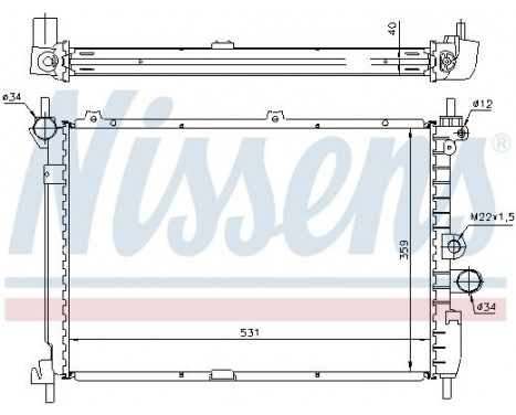 Radiator, engine cooling 63278A Nissens, Image 2