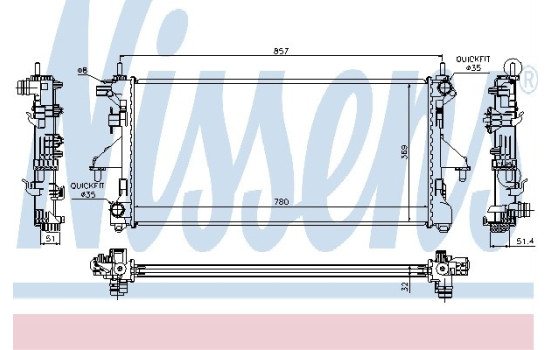 Radiator, engine cooling 63565 Nissens