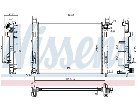 Radiator, engine cooling 637627 Nissens