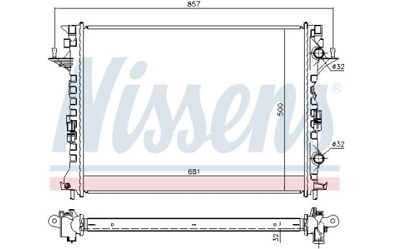 Radiator, engine cooling 637638 Nissens