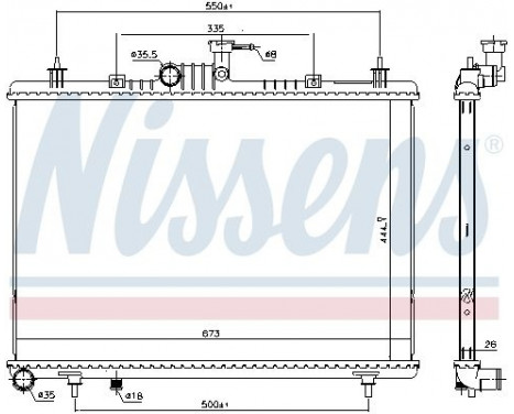 Radiator, engine cooling 637643 Nissens