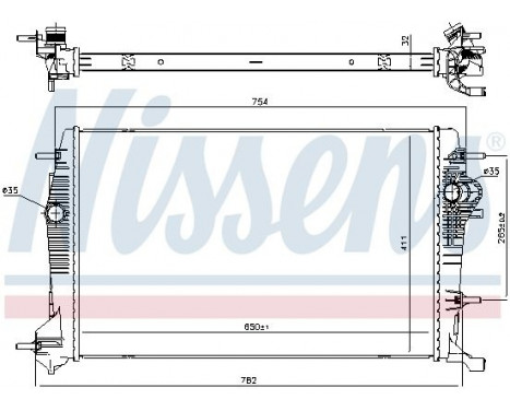 Radiator, engine cooling 637648 Nissens