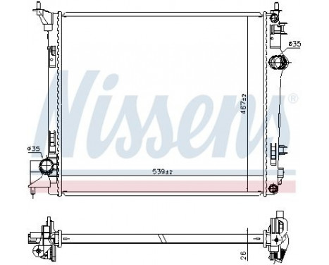 Radiator, engine cooling 637664 Nissens